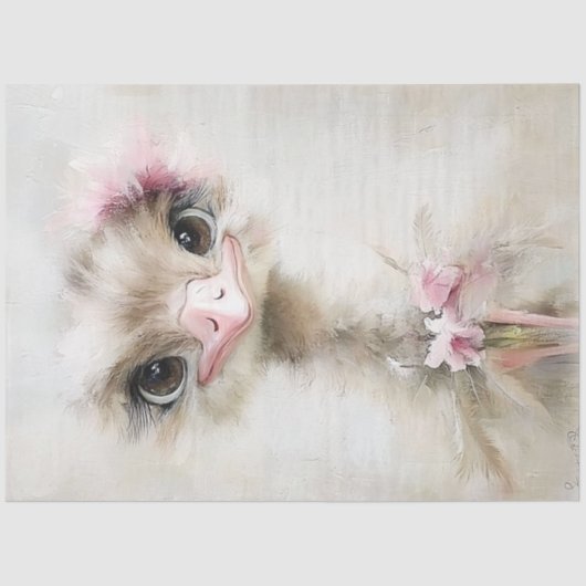 デコップホイお洒落ト優美なダチョウのピンク 薄葉紙 (正面)