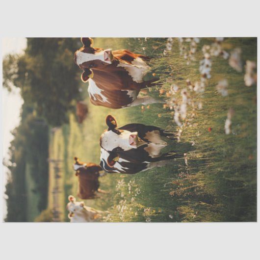 デコップホルスタイン牛フィールドの花 薄葉紙 (正面)