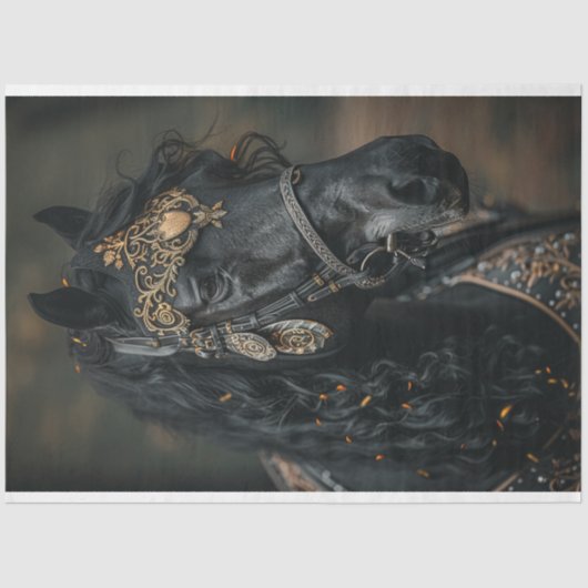 デコップホース黒い貴族ゴールデン装飾 薄葉紙 (正面)