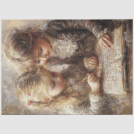 デコップボーイ魅力的ガール宿題をする 薄葉紙