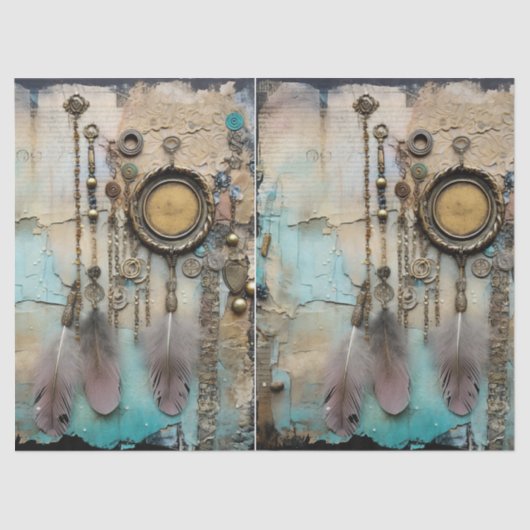 デコップボーホドリームキャッチャーの羽 薄葉紙 (正面)