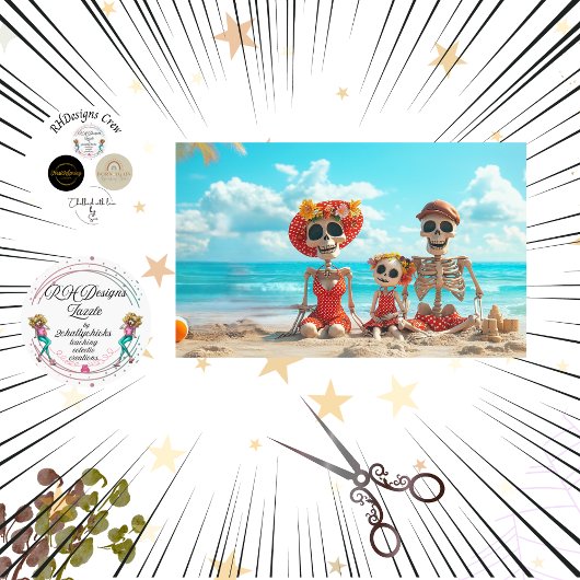 デコップポスタースケートンビーチファミリーブリッジ 薄葉紙