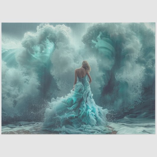 デコップメッサマイズビーチ女性ターコイズグリーン 薄葉紙 (正面)