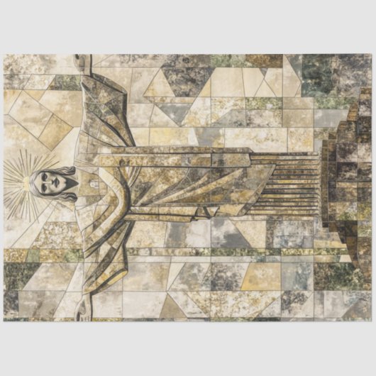 デコップモザイクキリストRedeemer像ブラジル 薄葉紙 (正面)