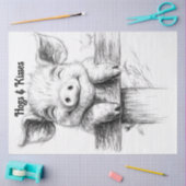 デコップラインスケッチピグレットホッグ&キス 薄葉紙 (クラフト)