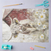 デコップレッドバーンハイランドカウフラワーフィールド 薄葉紙 (クラフト)