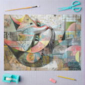 デコップ抽象芸術ジオメトリックCat顔図形 薄葉紙 (クラフト)