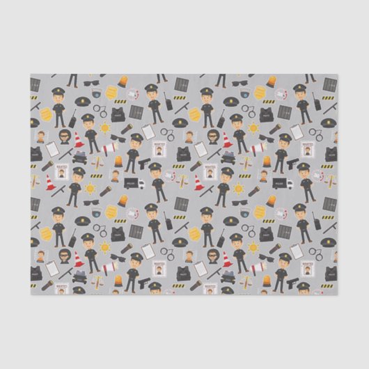 デコップ警察官誕生日パーティーグレー 薄葉紙 (正面)