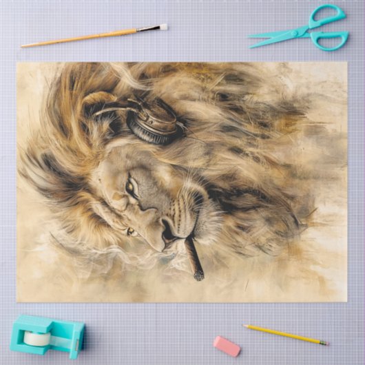 デコップ魅惑的クローズアップライオンズ顔 薄葉紙 (クラフト)