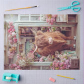 デコッペお洒落ージハイランドカウピンク花屋 薄葉紙 (クラフト)