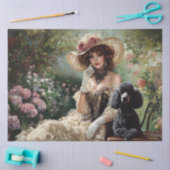 デコッペエレガントーヴィンテージレディーガーデンブラックプードル 薄葉紙 (クラフト)