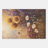 デコッ鮮やかプページひまわり、デイジー、ワイルドフラワー ラッピングペーパーシート (正面2)