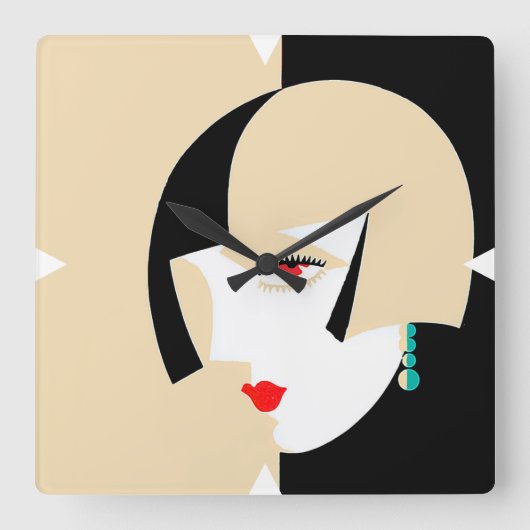 デコデザインウォールクロック スクエア壁時計 (正面)