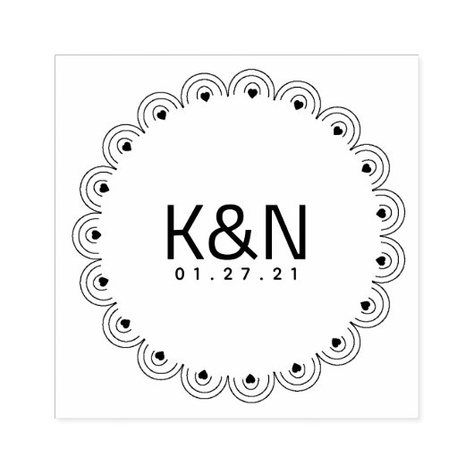 デコハート サーキュラーイニシャル ロゴ ウェディングスタンプ ラバースタンプ (インプリント)