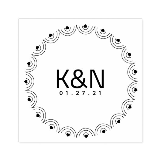 デコハート リブサーキュラーイニシャルロゴ ウェディングスタンプ ラバースタンプ (インプリント)