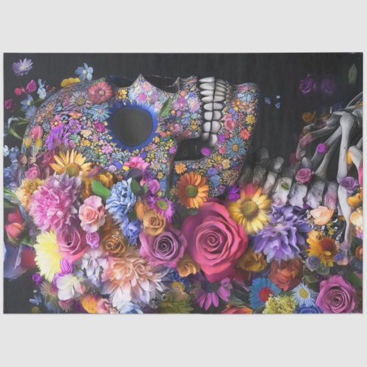 デコパグ3スカル明るい花混合メディア 薄葉紙 (正面)