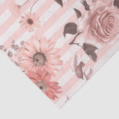 デコパージュのピンクと白の花ストライプの々 薄葉紙 (詳細)