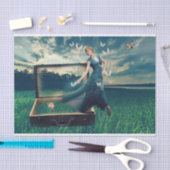 デコパージュを出る女性 薄葉紙 (クラフト)