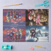 デコパージュセット4 妖精の置物 サンタ 馬 薄葉紙 (クラフト)