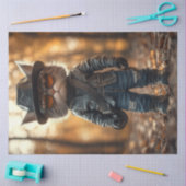 デコパージュ反抗的な猫レザージャケットは凶悪犯 薄葉紙 (クラフト)