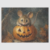 デコパージュ用のかわいいハロウィンモチーフのネズミとカボチャ