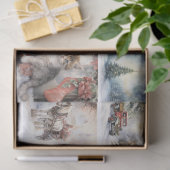 デコパージュ用の冬の花とヴィンテージクリスマス 薄葉紙 (ギフト)