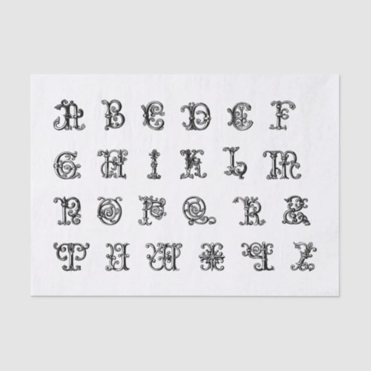 デコパージュ用の照らされたアルファベット文字 薄葉紙 (正面)