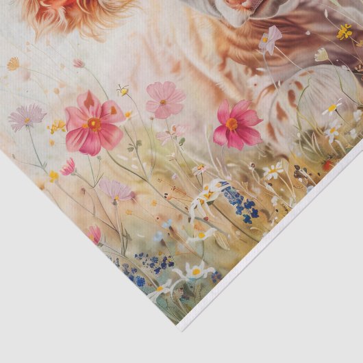 デコパージュ用の野生の花と可愛いハイランド牛 薄葉紙 (詳細)
