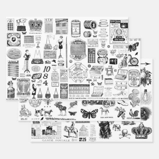 デコパージュ用エフェメラ紙シート ラッピングペーパーシート (セット)