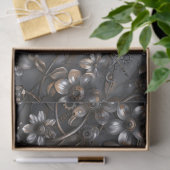 デコパージュ用スチームパンク風錆びた金属の花柄 薄葉紙 (ギフト)