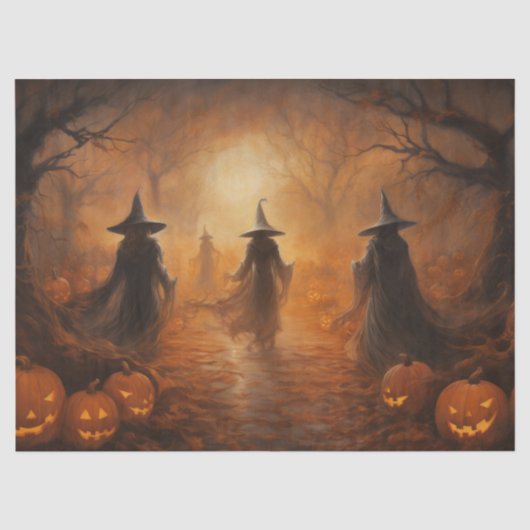 デコパージュ用森のハロウィンウィッチ 薄葉紙 (正面)