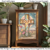 デコパージュ用紙 "HOPE" クロス＆フラワーデザイン DP7 薄葉紙