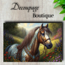 デコパージュ用装飾馬の草原デザイン