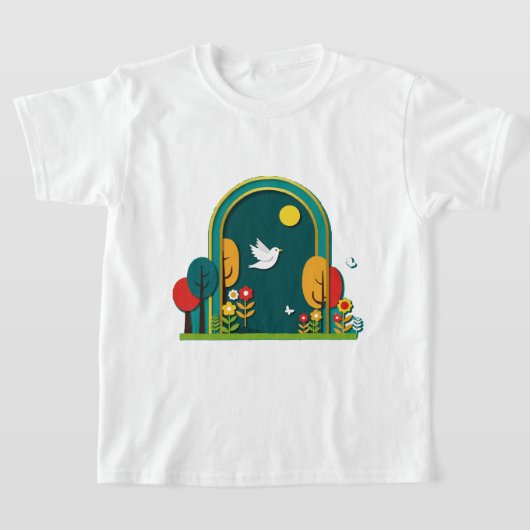 デコパージュ風のデジタル作品 Tシャツ (レイダウン)
