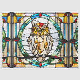 デコパージュ クラフト用ティッシュ faux stained glass owl 薄葉紙