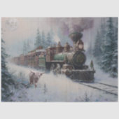 デコパージュ クリスマス 懐かしい蒸気機関車の列車 薄葉紙 (正面)