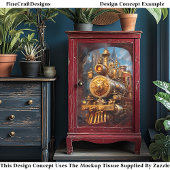 デコパージュ スチームパンク 蒸気機関車 偽のインク 037 薄葉紙