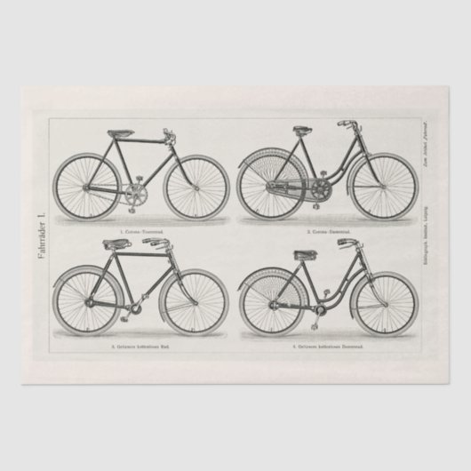 デコパージュ：ティッシュペーパー:ヴィンテージ自転車 薄葉紙 (正面)