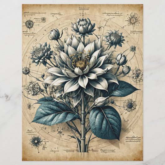 デコパージュ - パーチメント上の白い花 (正面)
