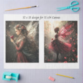 デコパージュ ファンタジー 妖精 赤 11x14 キャンバス 薄葉紙 (クラフト)