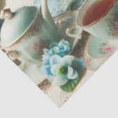 デコパージュ ブルー ハイドランジアとティーポット ティッシュペーパー 薄葉紙 (詳細)