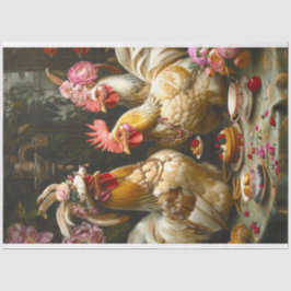 デコパージュ ヴィンテージ エレガントな鶏のサロン お茶会 薄葉紙