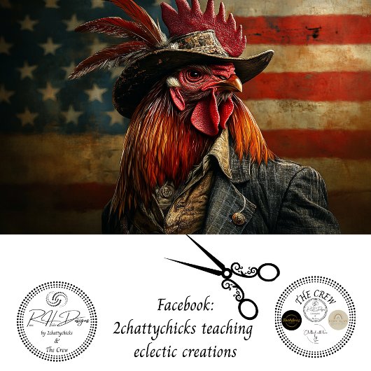 デコパージュ 愛国的なアメリカ国旗のニワトリ 薄葉紙