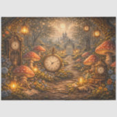 デコパージュ 魔法のキノコ時計の庭園 薄葉紙 (正面)