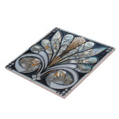 デコビューティフル白黒虹色ガラス金ゴールド タイル (側面)