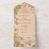 デコピーチモダンフローラピーチディナー オールインワン招待状 (内側)