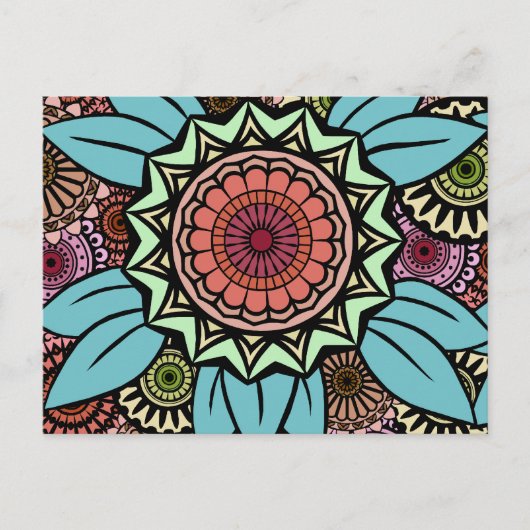 デコファンダンゴインターコイズ&オレンジ ポストカード (正面)