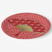 デコファン – 蝶、暗赤と白い ペーパープレート (アングル)