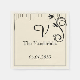 デコフランスのバラインブラックオンクリームズ結婚ス スタンダードカクテルナプキン