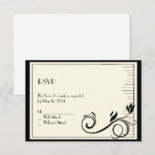 デコフランスのバラブラッククリームレスポンスカード 出欠カード (正面/裏面)